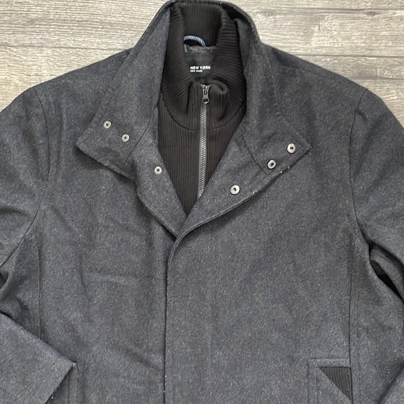 Andrew Marc | Mens Mid Length Wool Water Resistant Inner Bib Jacket XXL Charcoal - Picture 3 of 13